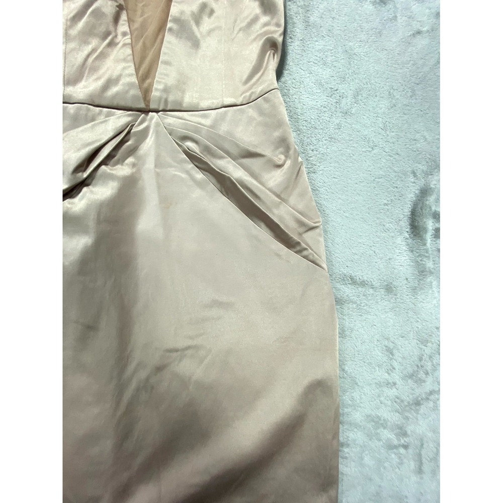 ASOS Dress Womens‎ Small Champagne Satin Plunge Bodycon Cocktail Party Sexy Club - Picture 2 of 10